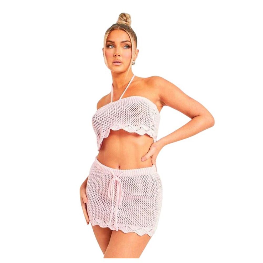 Missy Empire Womens/Ladies Crochet Crop Top / Pink